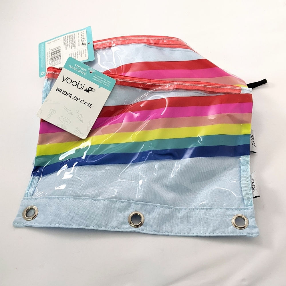 💥NWT Two Yoobi zipper rainbow pencil pouches